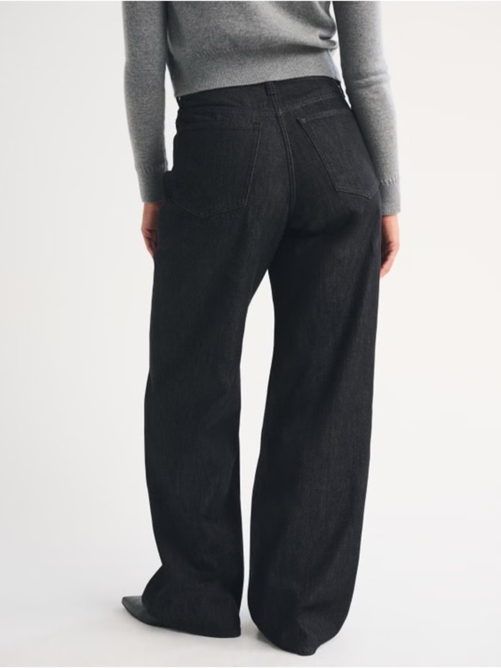 Abercrombie & Fitch Black High-Rise Wide-Leg Jeans Curve Love - Picture 2 of 5